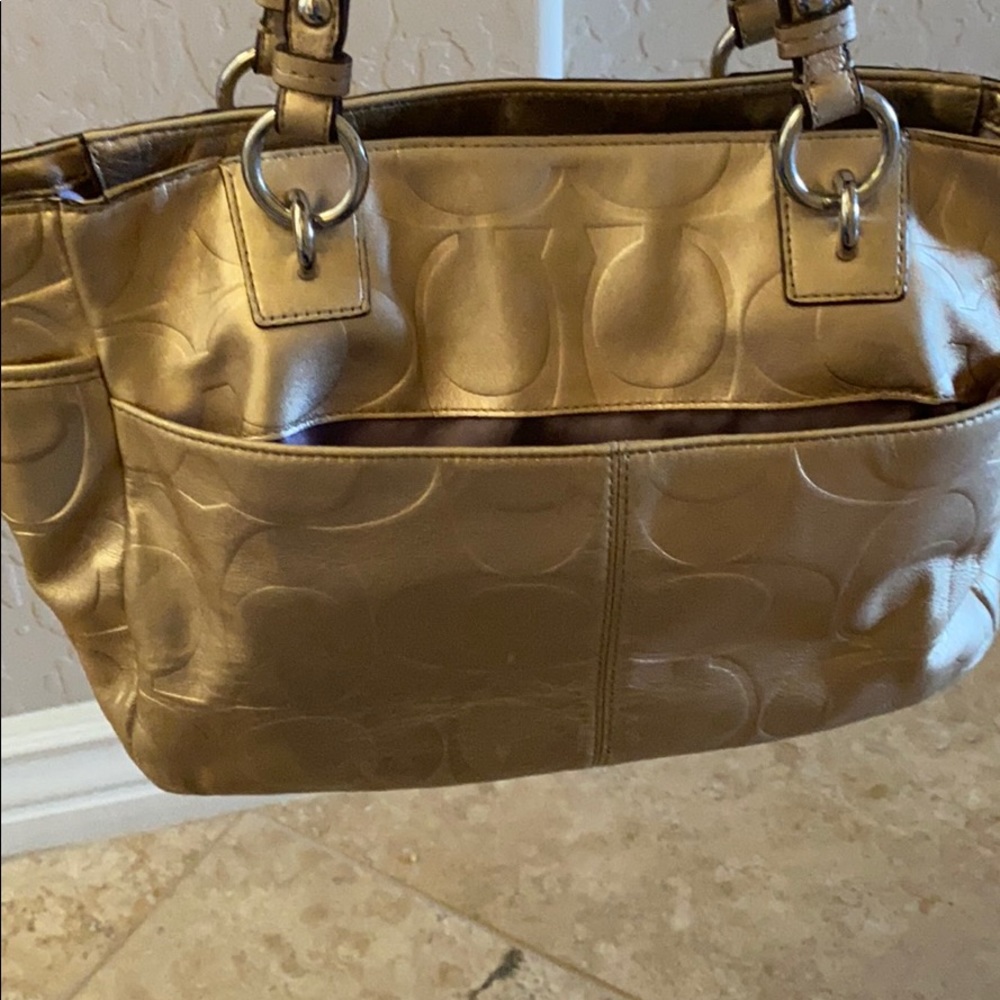 Used Coach gold tote plus wristlet - Picture 4 of 10